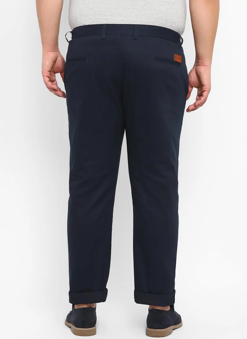 Urbano Fashion  Urbano Plus Men's Dark Blue Cotton Regular Fit Casual Chinos Trousers for Men | Best Price UAE